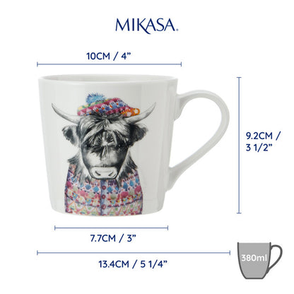 Mikasa Tipperleyhill Highland Cow Print Porcelain Mug 380ml