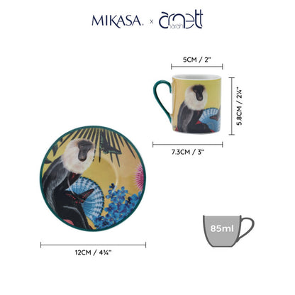 Mikasa x Sarah Arnett Porcelain Espresso Cups and Saucers Set of 2 85ml