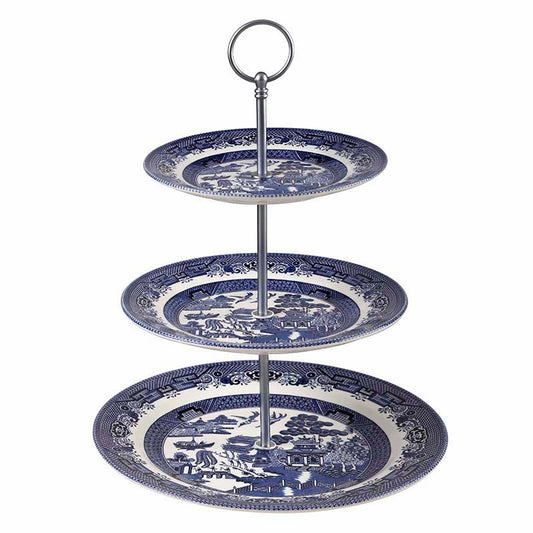 Queen's by Churchill Blue Willow 3 Tier Cake Stand