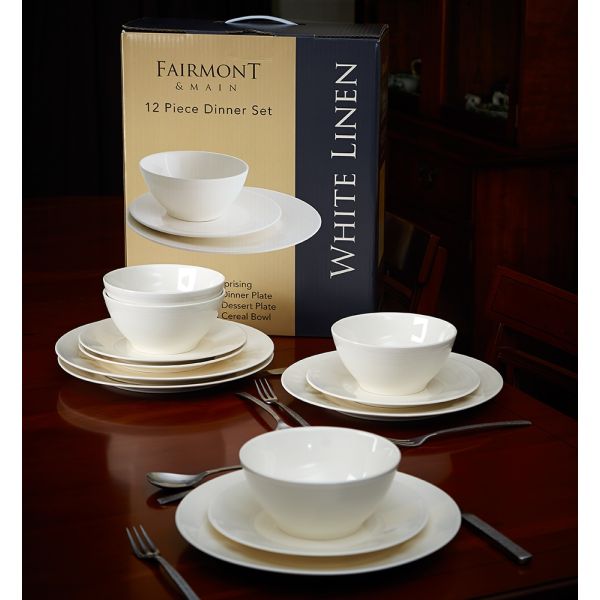 Fairmont & Main Dinner Plate - White Linen