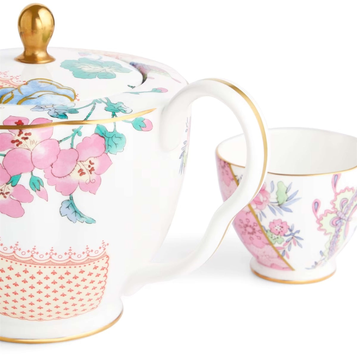 Wedgwood Butterfly Bloom 3 Piece Set Teapot Sugar Bowl and Cream Jug