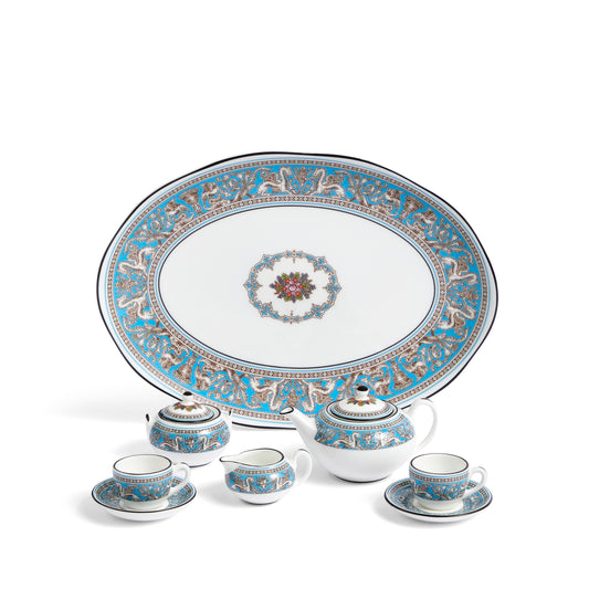 Wedgwood Florentine Turquoise Miniature Teaware Set, 8 Pieces