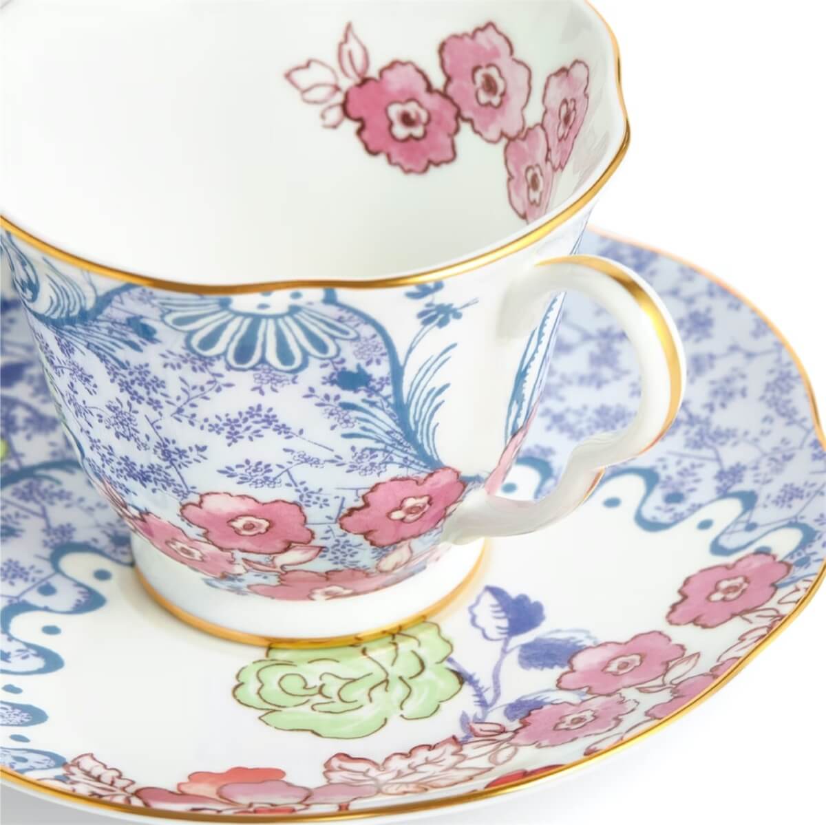 Wedgwood butterfly bloom blue and pink teacup and saucer set