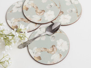 Creative Tops Duck Egg Floral Pack Of 4 Round Premium Coasters