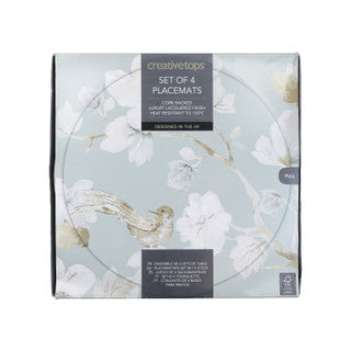 Creative Tops Duck Egg Floral Pack Of 4 Round Premium Placemats
