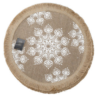 Creative Tops Hessian Placemats Set of 4 White Mandala Design