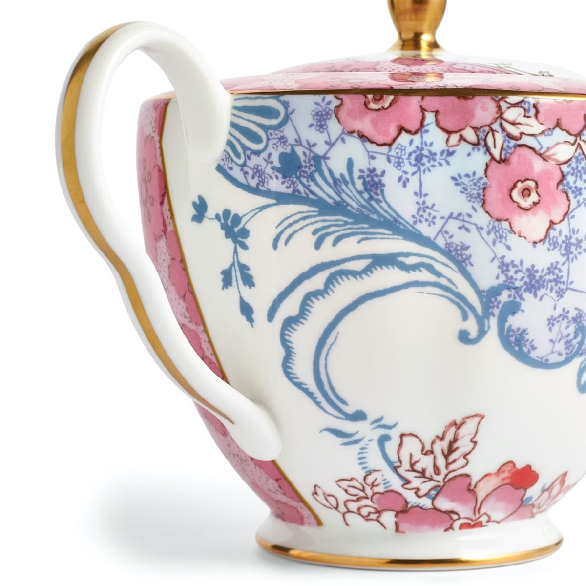 high end Wedgwood Butterfly Bloom Pink and White Teapot