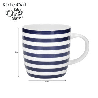 KitchenCraft Barrel Mug Set Nautical Stripe Design Set of 4