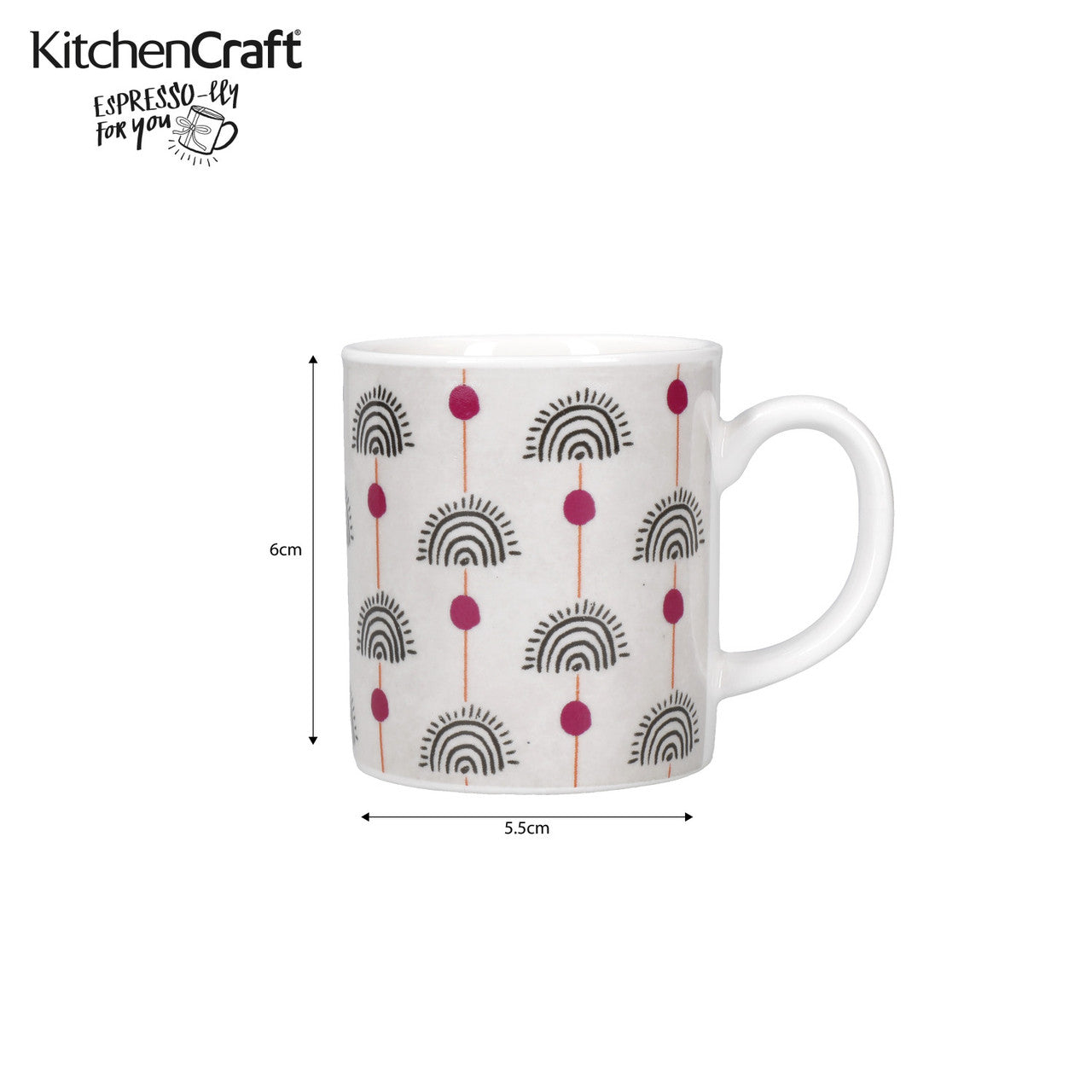 KitchenCraft Espresso Mug Exotic Rainbow Design