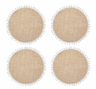 KitchenCraft Natural Elements Hessian Placemats, Set of 4 Woven Jute Round Table Mats, 38cm
