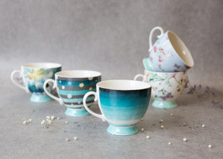 KitchenCraft Set of Four China Blue Birds Mugs