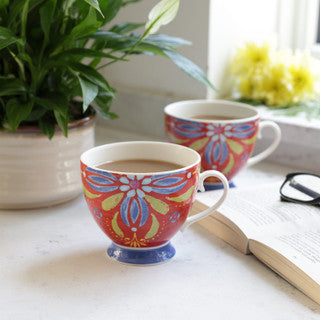 KitchenCraft Set of Four China Moroccan Red Footed Mugs