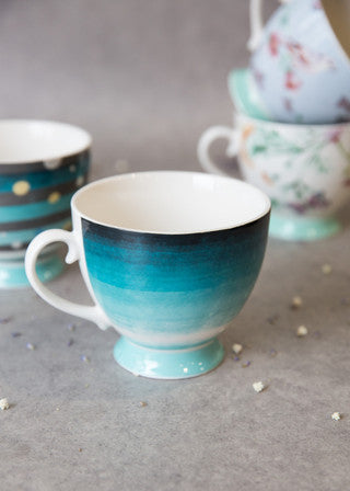 KitchenCraft Set of Four China Ombre Stripe Footed Mugs