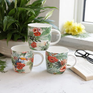 KitchenCraft Set of Four China Palm Leaf Mugs