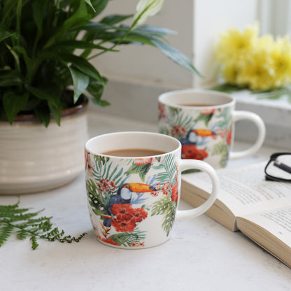 KitchenCraft Set of Four China Toucan Mugs