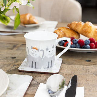 KitchenCraft Set of Four Fluted China Cats Mugs