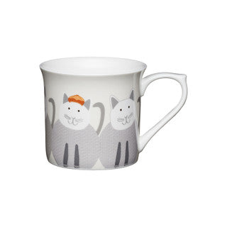 KitchenCraft Set of Four Fluted China Cats Mugs