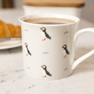 KitchenCraft Set of Four Fluted China Puffin Mugs