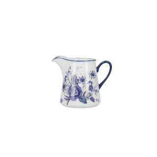 London Pottery Blue Rose Milk Jug, 250ml, Ceramic, Almond Ivory / Blue