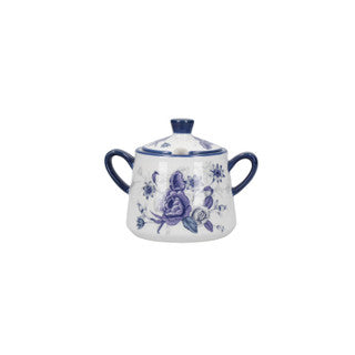 London Pottery Blue Rose Sugar Bowl, Ceramic, Almond Ivory / Blue