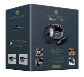 MasterClass Smart Space Set of Three Stacking Induction-Safe Non-Stick Pans