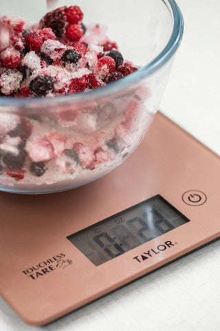 Taylor Pro Digital Cooking Scales with Touchless Tare, Gift Boxed, Rose Gold, 5kg / 5000ml Capacity