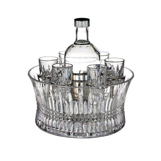 Waterford Lismore Diamond Vodka Set with Chill Bowl, Shot Glasses & Silver Insert