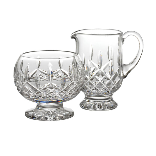 Waterford Lismore Footed Sugar & Cream Glass Jug Bowl Crystal