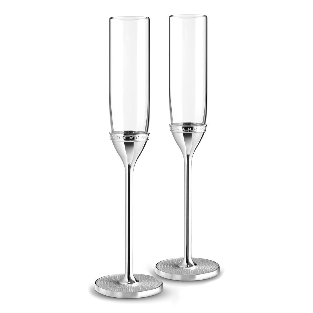 Wedgwood Vera Wang With Love Nouveau Silver Toasting Flute, Set of 2