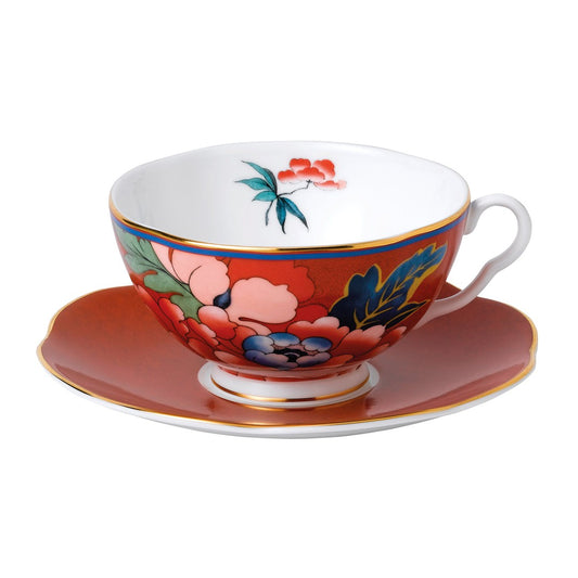Wedgwood Paeonia Blush Red Teacup and Saucer