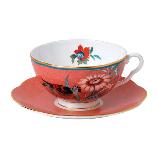 Wedgwood Paeonia Blush Coral Teacup and Saucer
