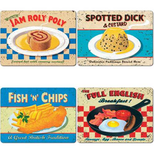 Martin Wiscombe Tablemats Set of 4 Nostalgic Food
