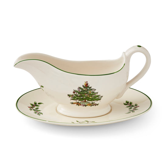 Spode Christmas Tree Sauce Boat & Stand