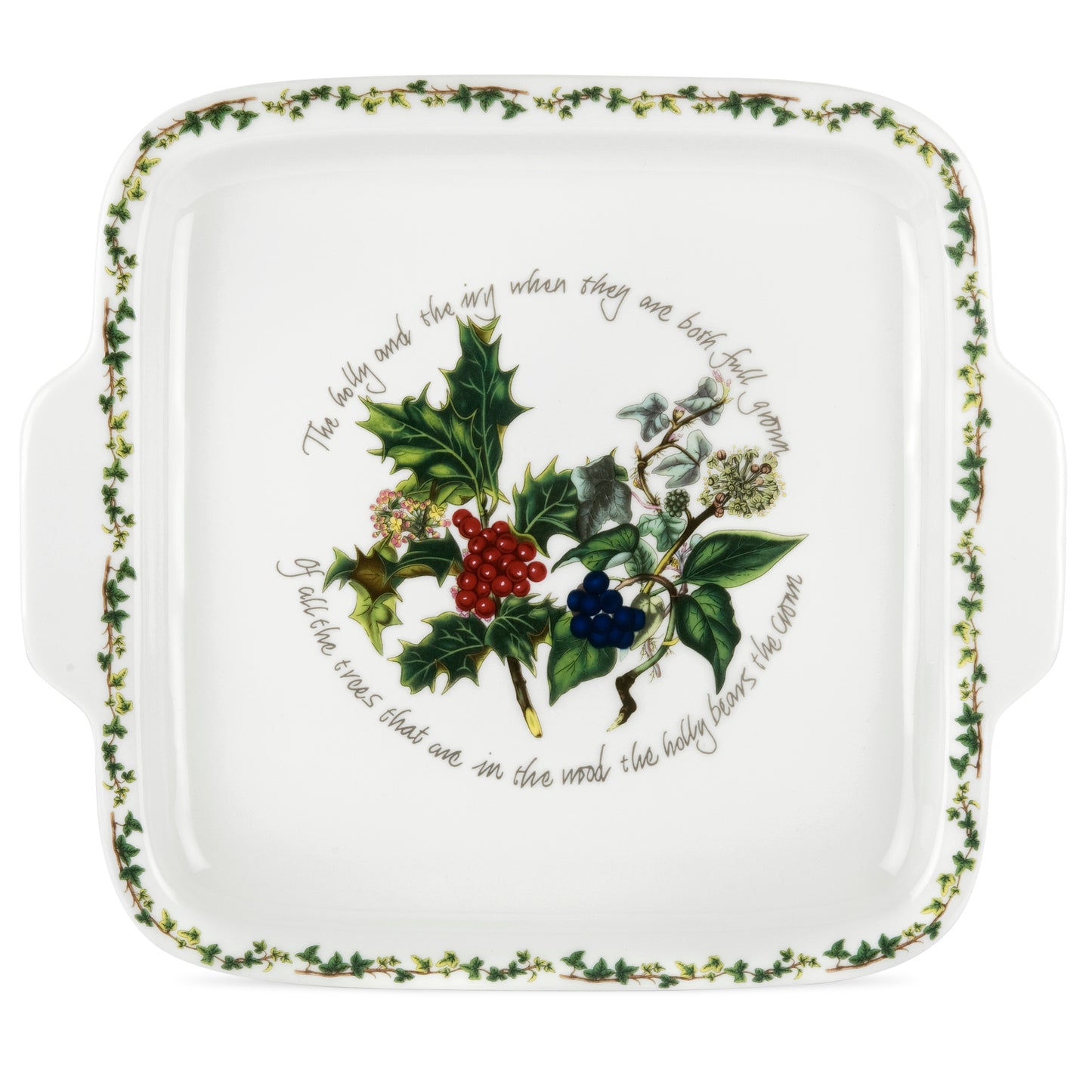 Portmeirion Holly and Ivy Square Handled Cake Plate