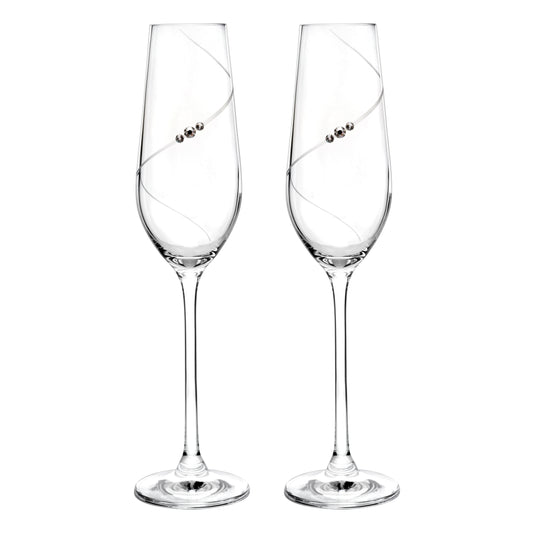 Portmeirion Auris Crystal Champagne Flute Glass Set of 2