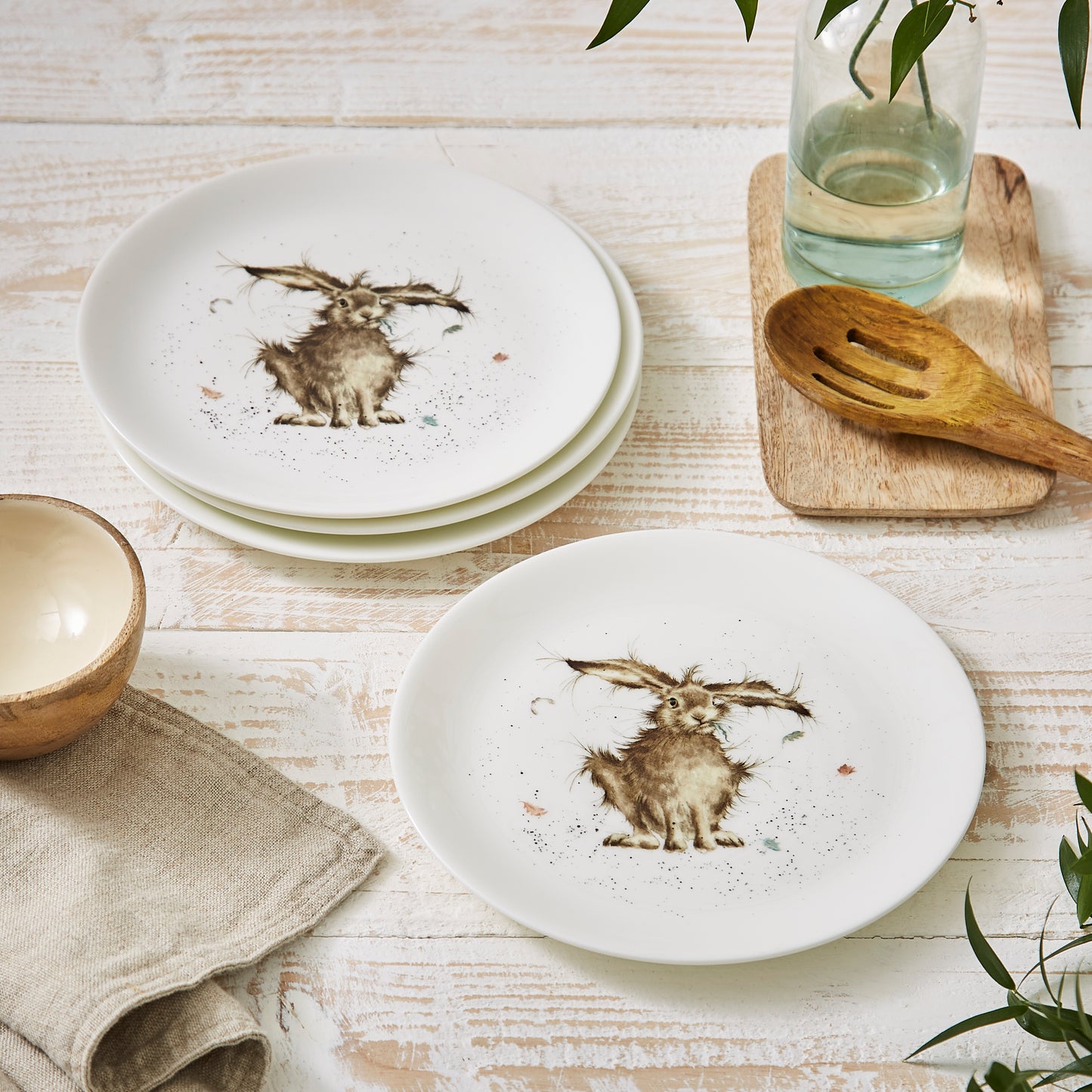 Royal Worcester Wrendale Designs 8 Inch Coupe Plates - Hare Set of 4