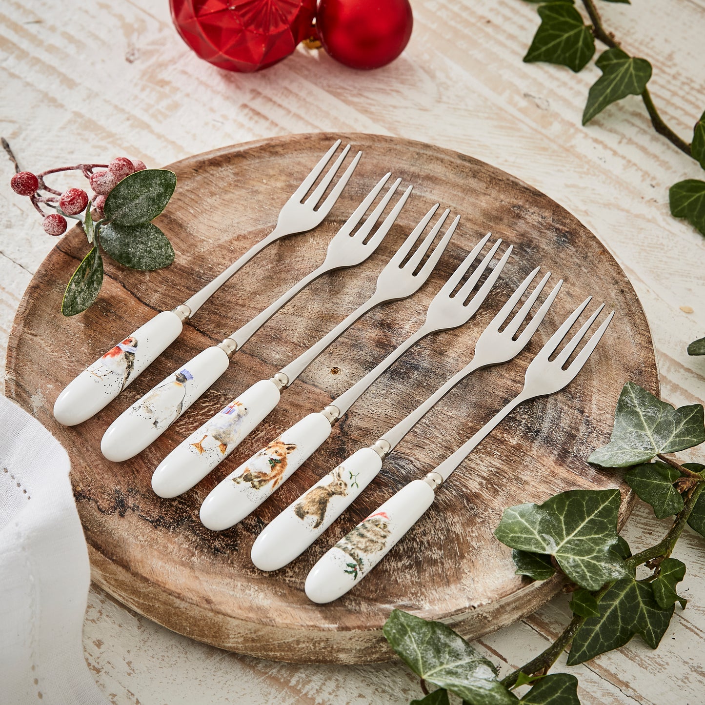 Royal Worcester Wrendale Designs Christmas Pastry Forks