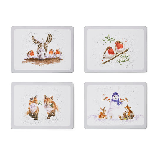 Royal Worcester Wrendale Designs Set of 4 Christmas Placemats