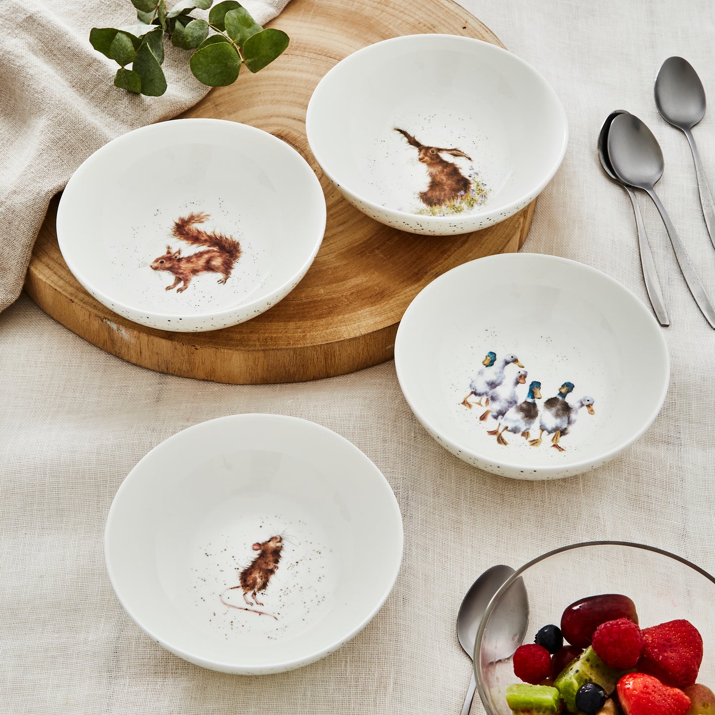 Royal Worcester Wrendale Designs Bowls Set of 4 Duck, Hare, Squirrel and Mouse