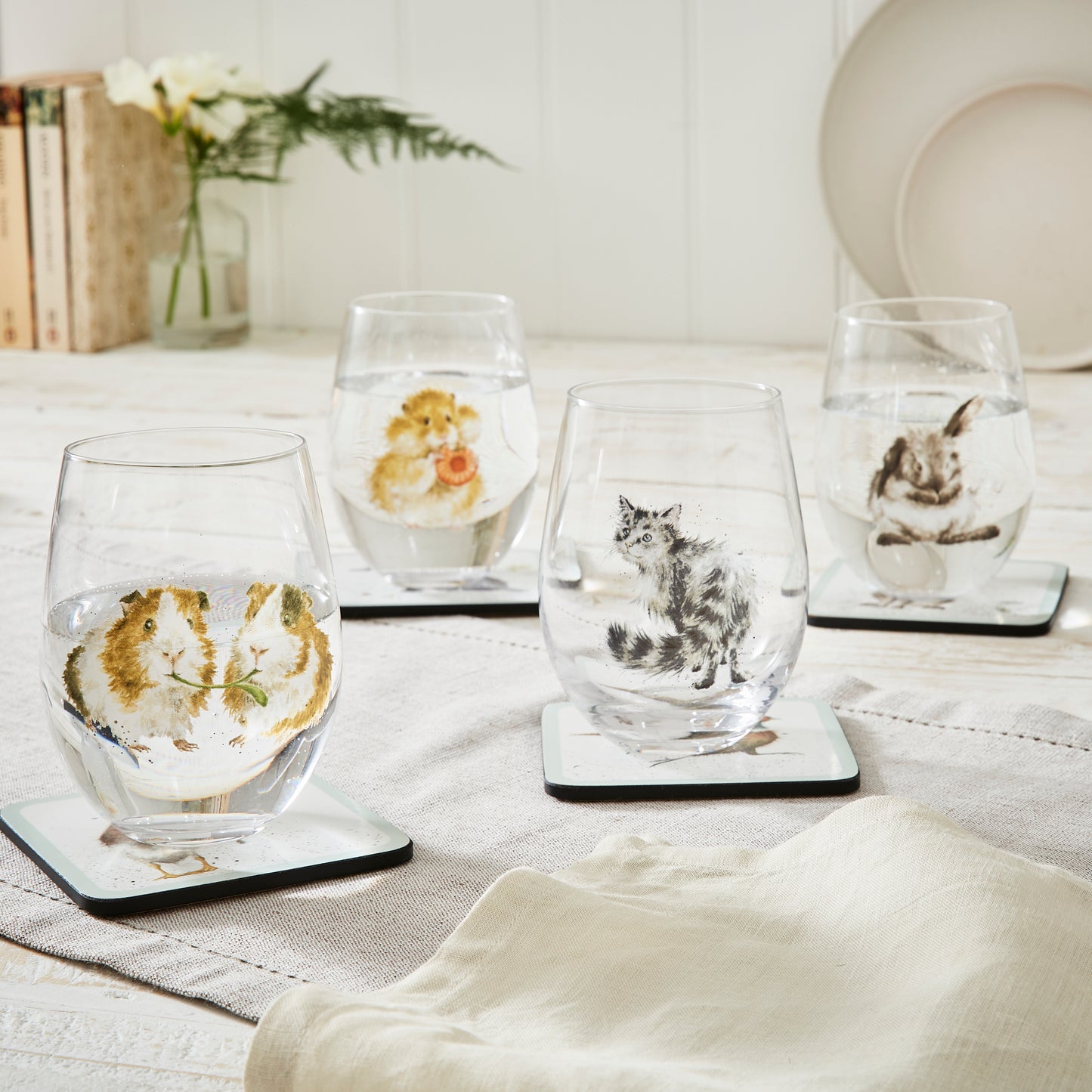 Royal Worcester Wrendale Designs Assorted Domestic Animals Tumblers Set of 4