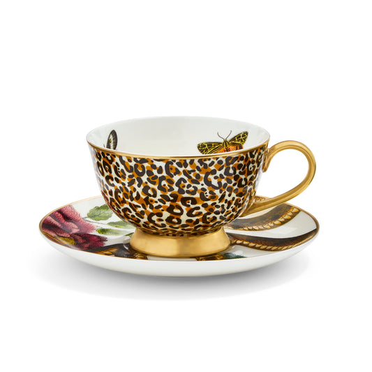Creatures of Curiosity Leopard Print Coupe Teacup and Saucer by Spode