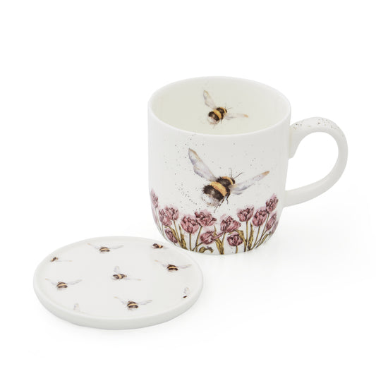 Royal Worcester Wrendale Designs Flight of the Bumblebee Mug and Coaster Set