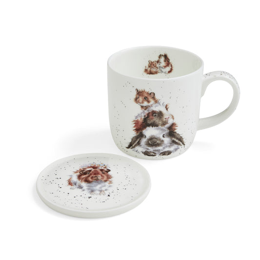 Royal Worcester Wrendale Designs Piggy in the Middle Mug & Coaster Set