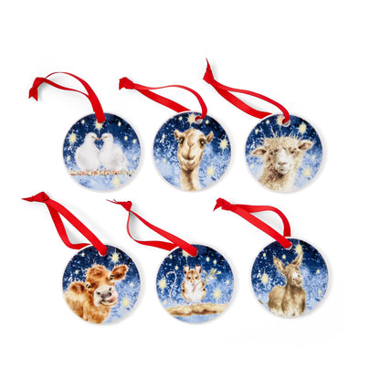 Royal Worcester Wrendale Designs Nativity Decorations S/6
