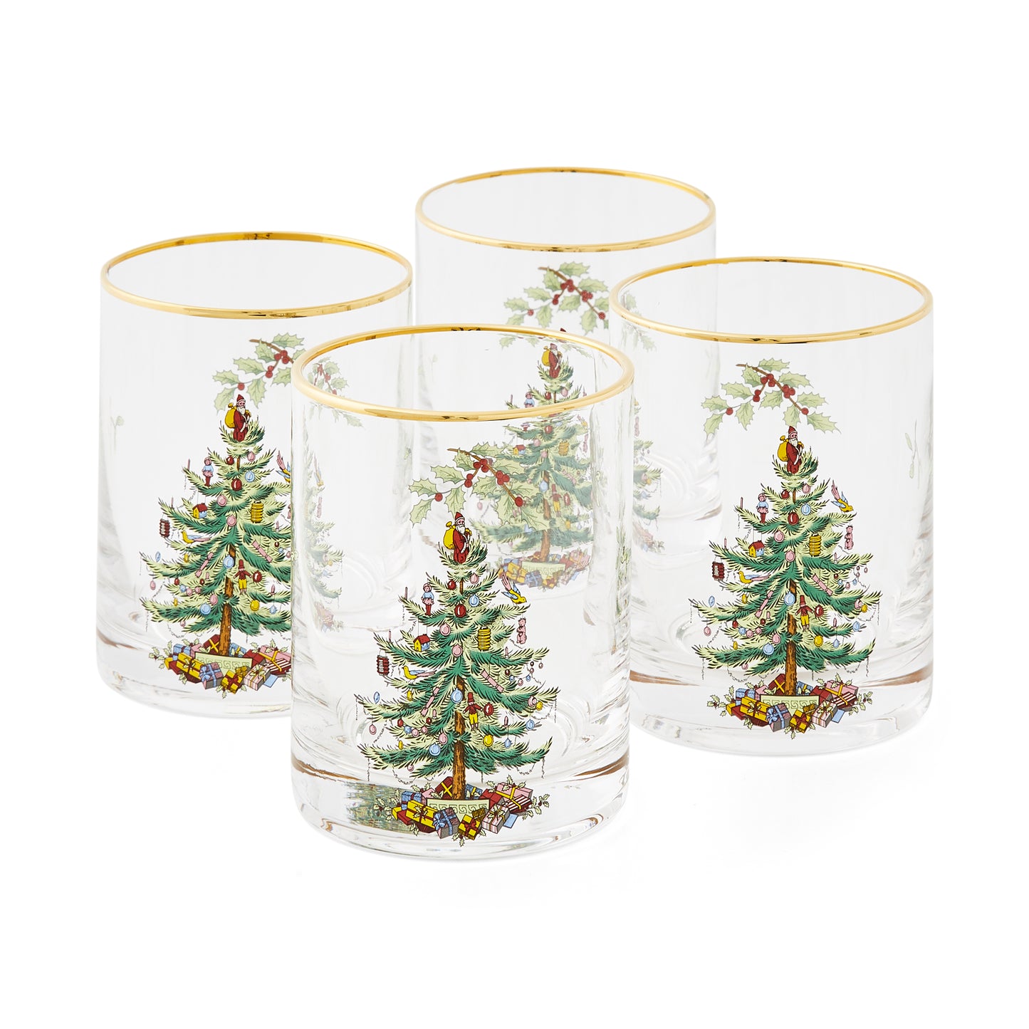 Spode Christmas Tree Set of 4 Lowball Glasses