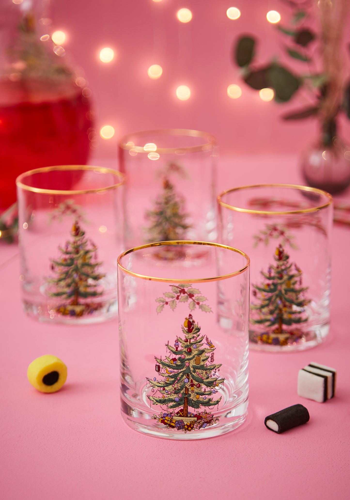 Spode Christmas Tree Set of 4 Lowball Glasses