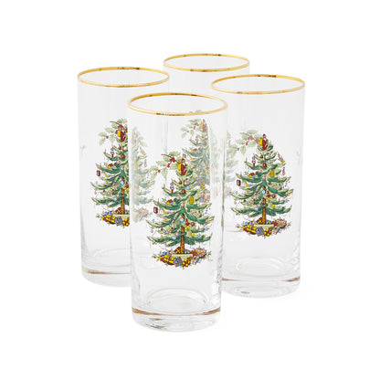 Spode Christmas Tree Set of 4 Highball Glasses
