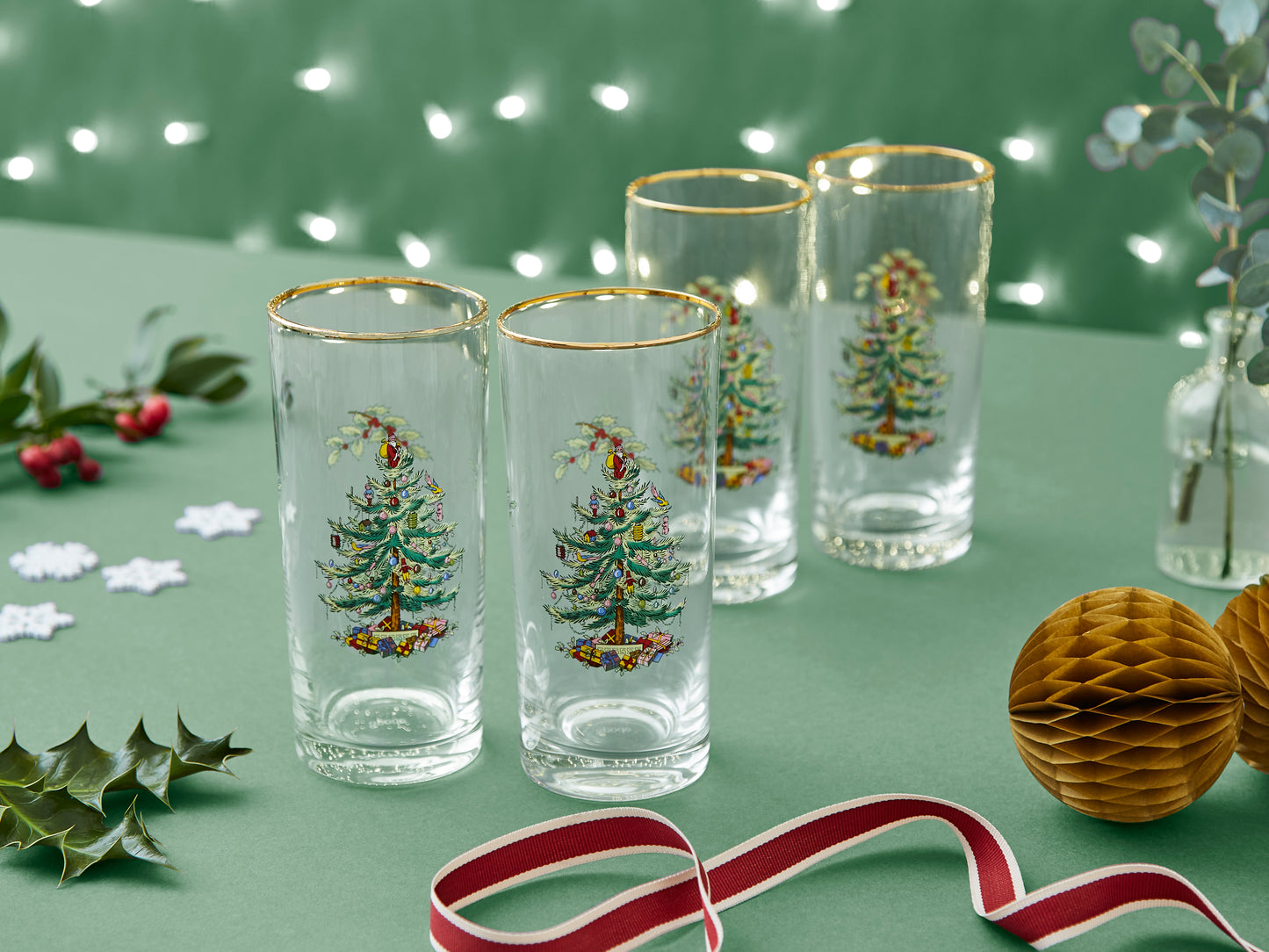 Spode Christmas Tree Set of 4 Highball Glasses