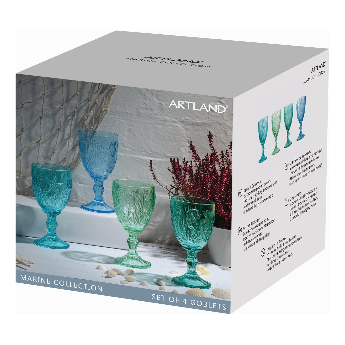 Artland Glass Set of 4 Marine Goblets