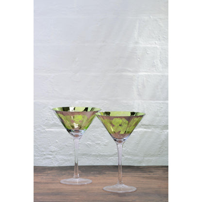 Artland Glass Tropical Leaves Martini Glass - Set of 2 Glasses